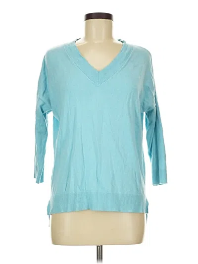 Pre-owned New York And Company 3/4 Sleeve T-shirt In Blue