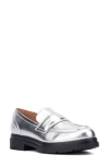 New York And Company Abbey Faux Leather Loafer In Silver Metallic