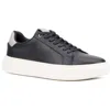 New York And Company Alvin Mens Lace-up Faux Leather Casual And Fashion Sneakers In Black