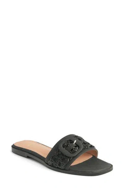 New York And Company Amber Woven Buckle Slide Sandal In Black