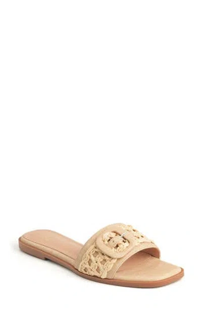New York And Company Amber Woven Buckle Slide Sandal In Brown