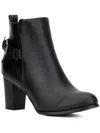 New York And Company Andra Womens Faux Leather Block Heel Ankle Boots In Black