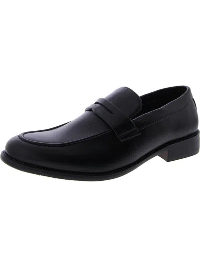 New York And Company Andy Mens Faux Leather Slip On Loafers In Black