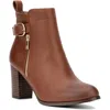 New York And Company Angie Womens Zipper Faux Leather Booties In Brown
