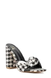 New York And Company Anthi Houndstooth Block Heel Sandal In Black/white