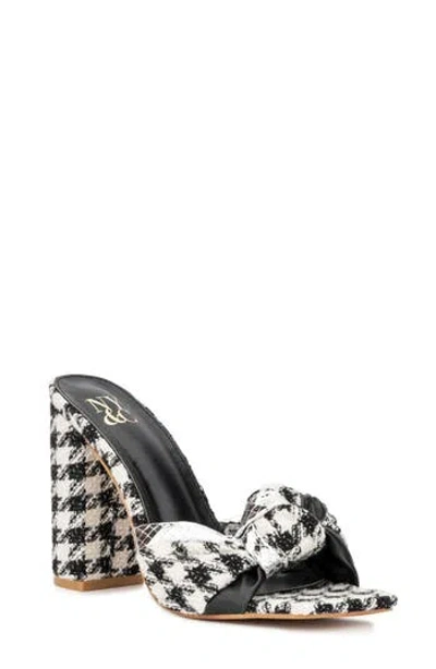 New York And Company Anthi Houndstooth Block Heel Sandal In Black/white