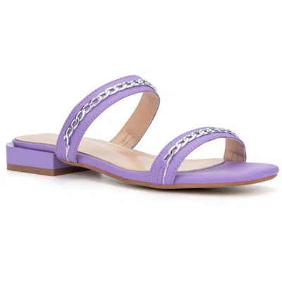 New York And Company Becki Womens Slip On Flat Slide Sandals In Purple