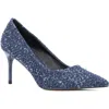 New York And Company Belle Reptile Embossed Pump In Navy Boucle