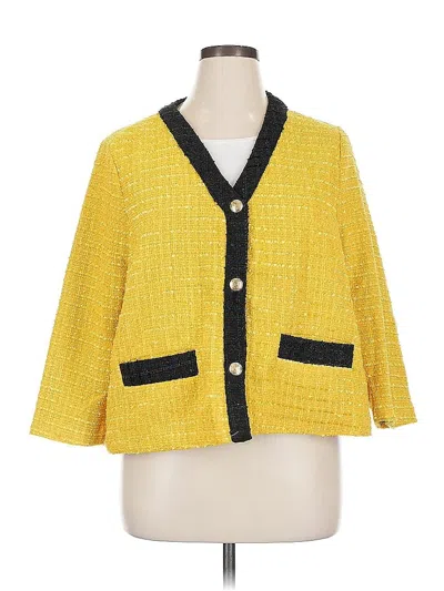 Pre-owned New York And Company Blazer Jacket In Yellow