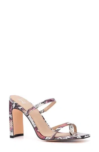 New York And Company Brendi Snakeskin Print Sandal In Pink/purple