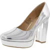 New York And Company Camila Womens Block Heel Manmade Pumps In Silver