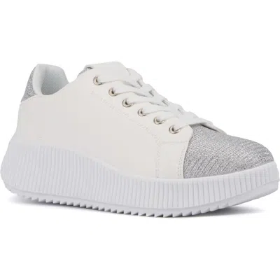New York And Company Camryn Platform Sneaker In White/silver