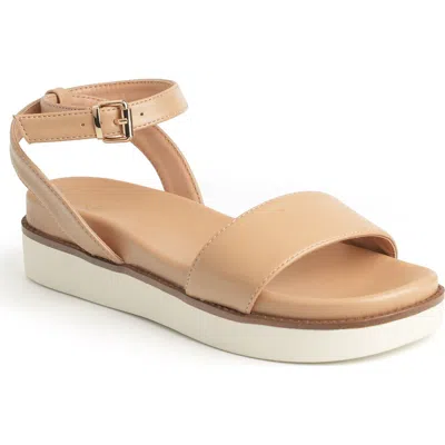 New York And Company Charli Ankle Strap Platform Sandal In Neutral