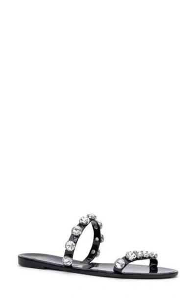 New York And Company Chava Rhinestone Jelly Sandal In Black