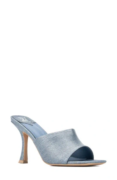 New York And Company Delara Croc Embossed Heeled Sandal In Blue