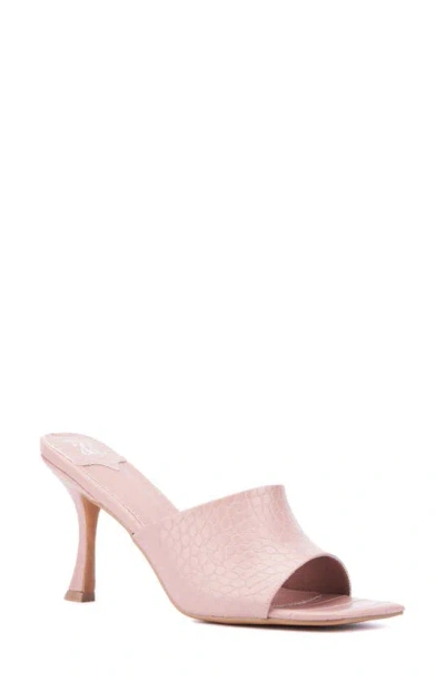 New York And Company Delara Croc Embossed Heeled Sandal In Nude