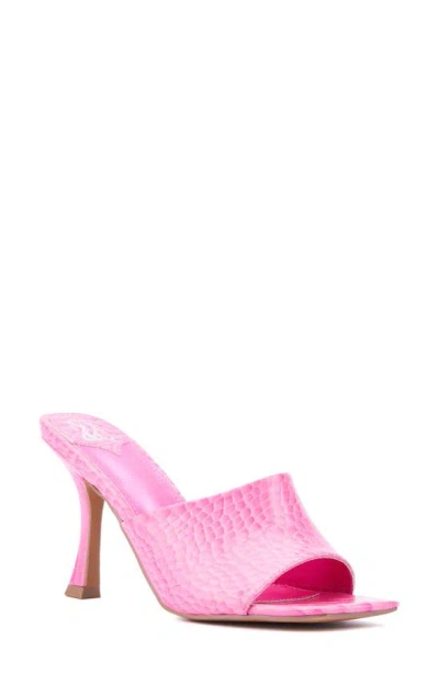 New York And Company Delara Croc Embossed Heeled Sandal In Pink