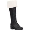 New York And Company Devi Faux Shearling Cuff Boot In Black