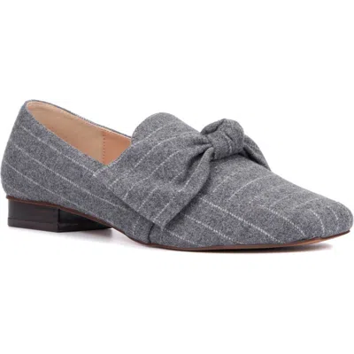 New York And Company Dominica Bow Loafer In Grey Stripe