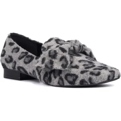 New York And Company Dominica Bow Loafer In Light Grey Leopard