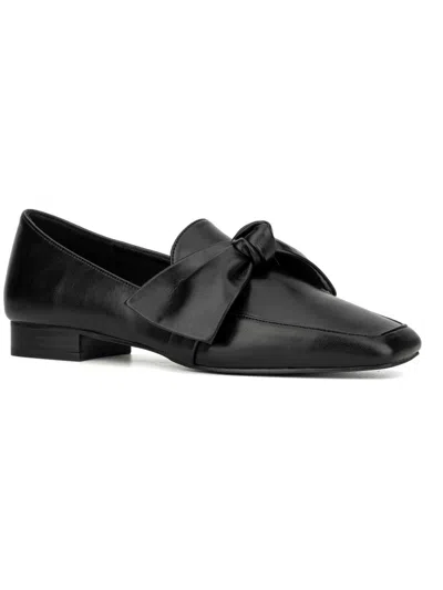 New York And Company Dominica Womens Faux Leather Slip On Loafers In Black