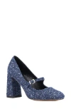 New York And Company Elaine Mary Jane Pump In Navy Boucle
