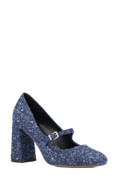 New York And Company Elaine Mary Jane Pump In Navy Boucle