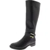 New York And Company Eliza Riding Boot Womens Faux Leather Zipper Knee-high Boots In Black