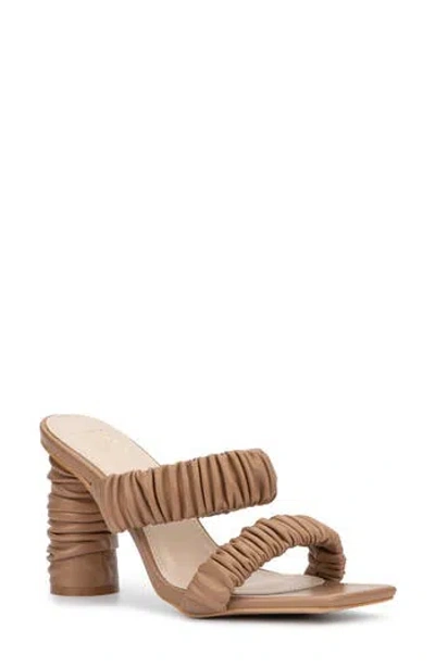 New York And Company Faina Ruched Strap Sandal In Light Brown