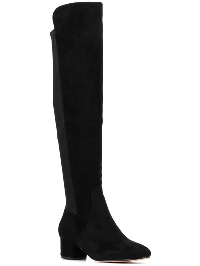 New York And Company Florence Womens Faux Suede Zipper Over-the-knee Boots In Black
