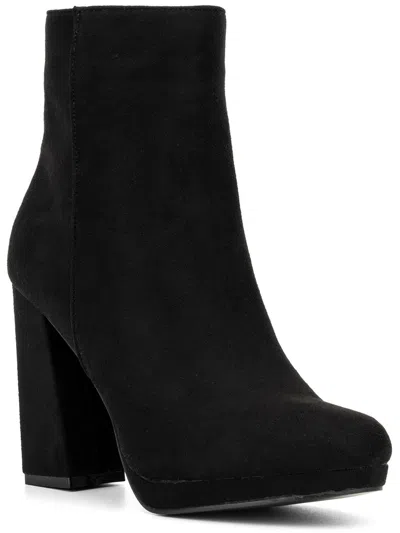 New York And Company Fran Womens Faux Suede Ankle Boots In Black
