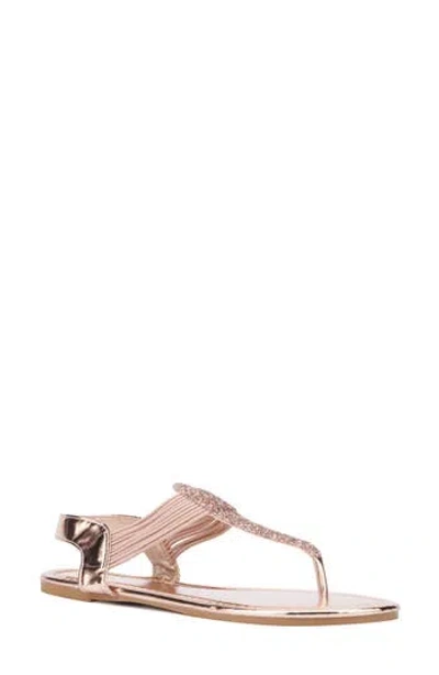 New York And Company Freya T-strap Flat Sandal In Rose Gold