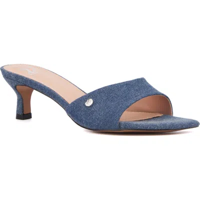 New York And Company Gaia Kitten Heel Sandal In Blue