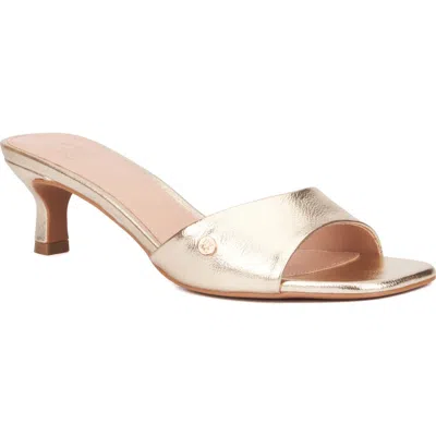 New York And Company Gaia Kitten Heel Sandal In Gold