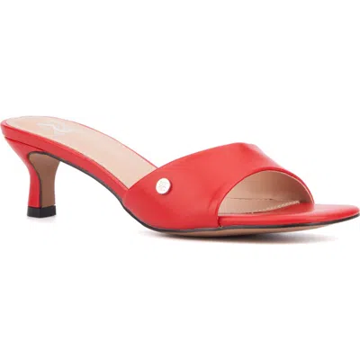 New York And Company Gaia Kitten Heel Sandal In Red