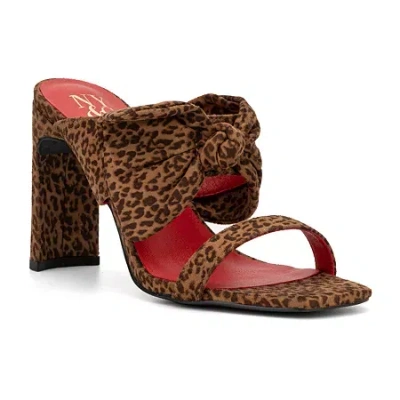 New York And Company Gerri Womens Square Open Toe Block Heel Pumps In Brown