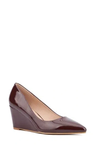 New York And Company Gwen Wedge Pump In Chocolate Patent