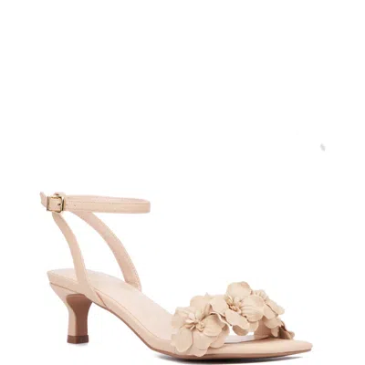 New York And Company Gwendolyn Flower Strap Sandal In Brown