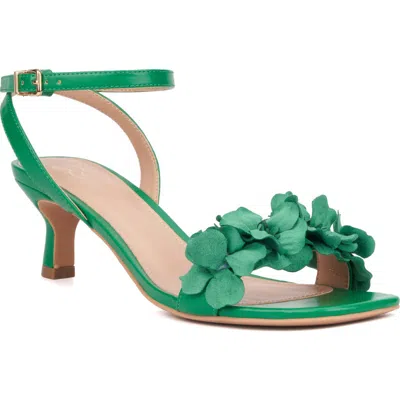New York And Company Gwendolyn Flower Strap Sandal In Green