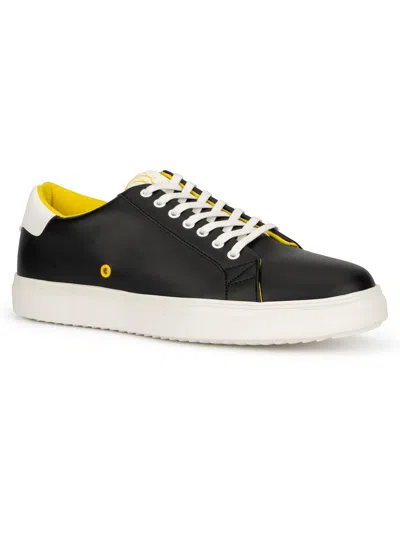 New York And Company Hester Mens Faux Leather Round Toe Casual And Fashion Sneakers In Black