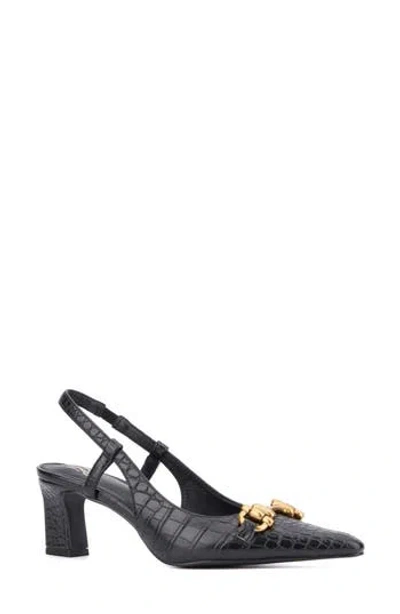 New York And Company Ilona Horsebit Slingback Pump In Black Croc