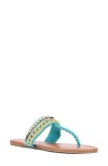 New York And Company Joyce Beaded T-strap Sandal In Aqua