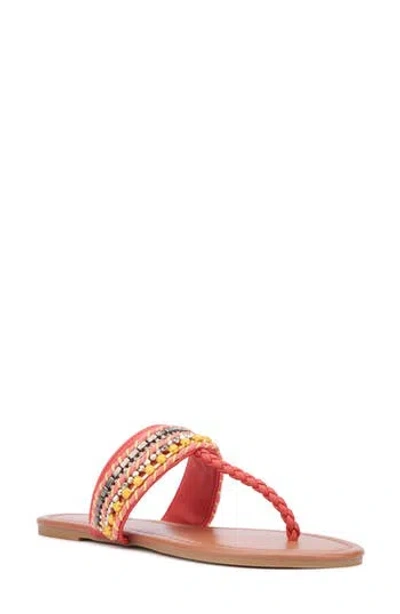 New York And Company Joyce Beaded T-strap Sandal In Pink