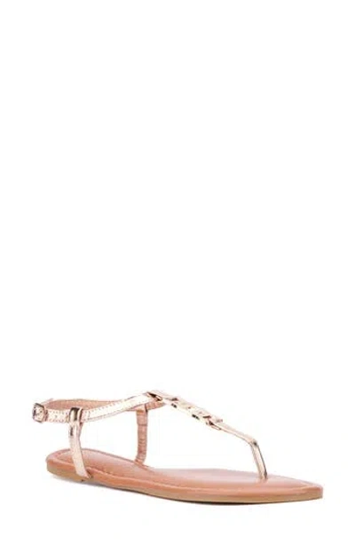 New York And Company Kaia T-strap Sandal In Rose Gold