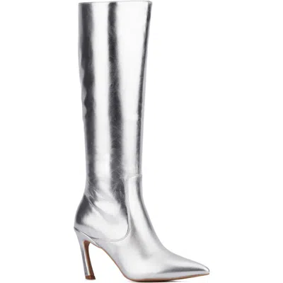 New York And Company Krystelle Knee High Boot In Silver