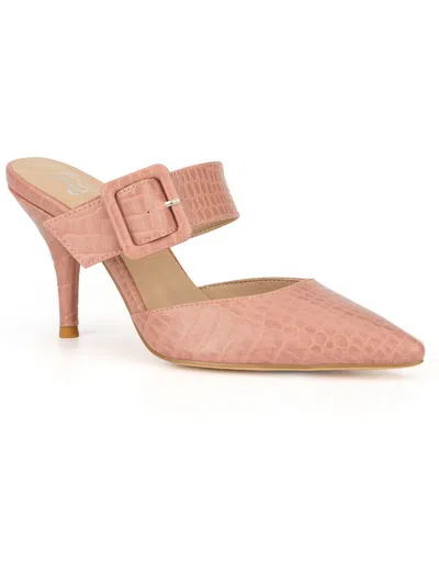 New York And Company Liv Womens Faux Leather Textured Mules In Pink