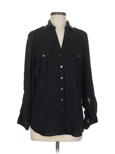 Pre-owned New York And Company Long Sleeve Blouse In Black