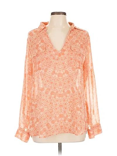 Pre-owned New York And Company Long Sleeve Blouse In Orange