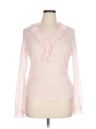 Pre-owned New York And Company Long Sleeve Blouse In Pink