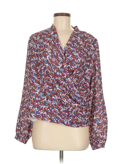 Pre-owned New York And Company Long Sleeve Blouse In Purple